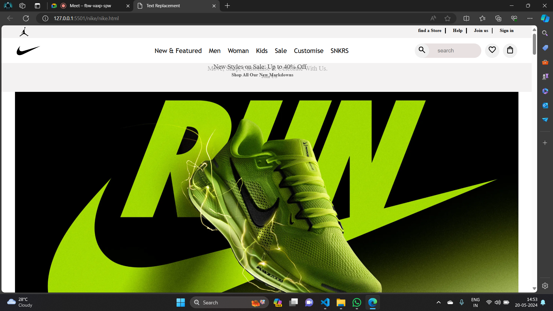 Nike landing page clone